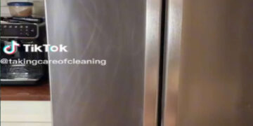 L'uomo cerca di pulire il frigorifero, ma finisce per danneggiarlo