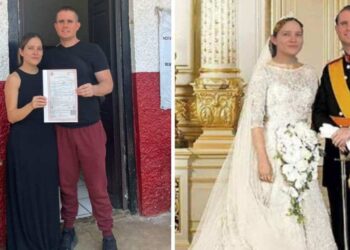 I fidanzati hanno scelto di indossare abiti casual al loro matrimonio e sono stati criticati. Gli utenti “hanno aiutato” modificando la loro foto